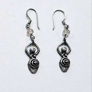 Silver Goddess Dangle Earrings